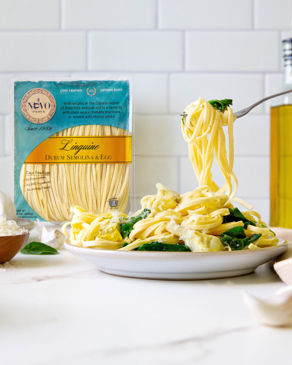 Linguine with Golden Artichokes and Baby Spinach